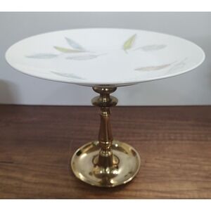 Vintage Brass Pedestal Plate Tray Soap Dish Jewelry Holder Dessert Plate MCM